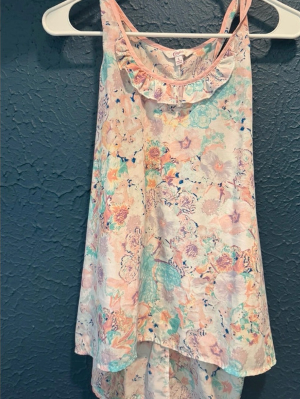 Candie's Pastel Floral High-Low Dress in Pink & Aqua